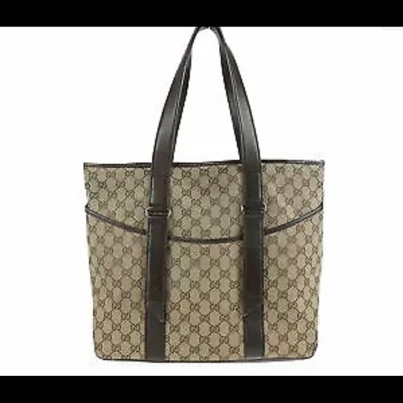 Gucci Handbags - ‼️sold‼️Gucci Handle Tote Bag 145971 Brown Canvas Leather